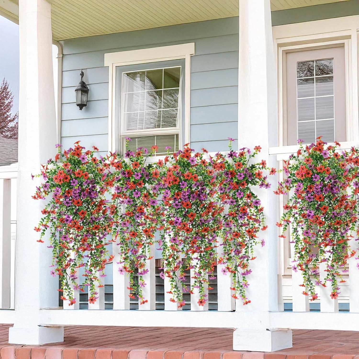 Outdoor cascading daisy and eucalyptus flowers – UV-resistant