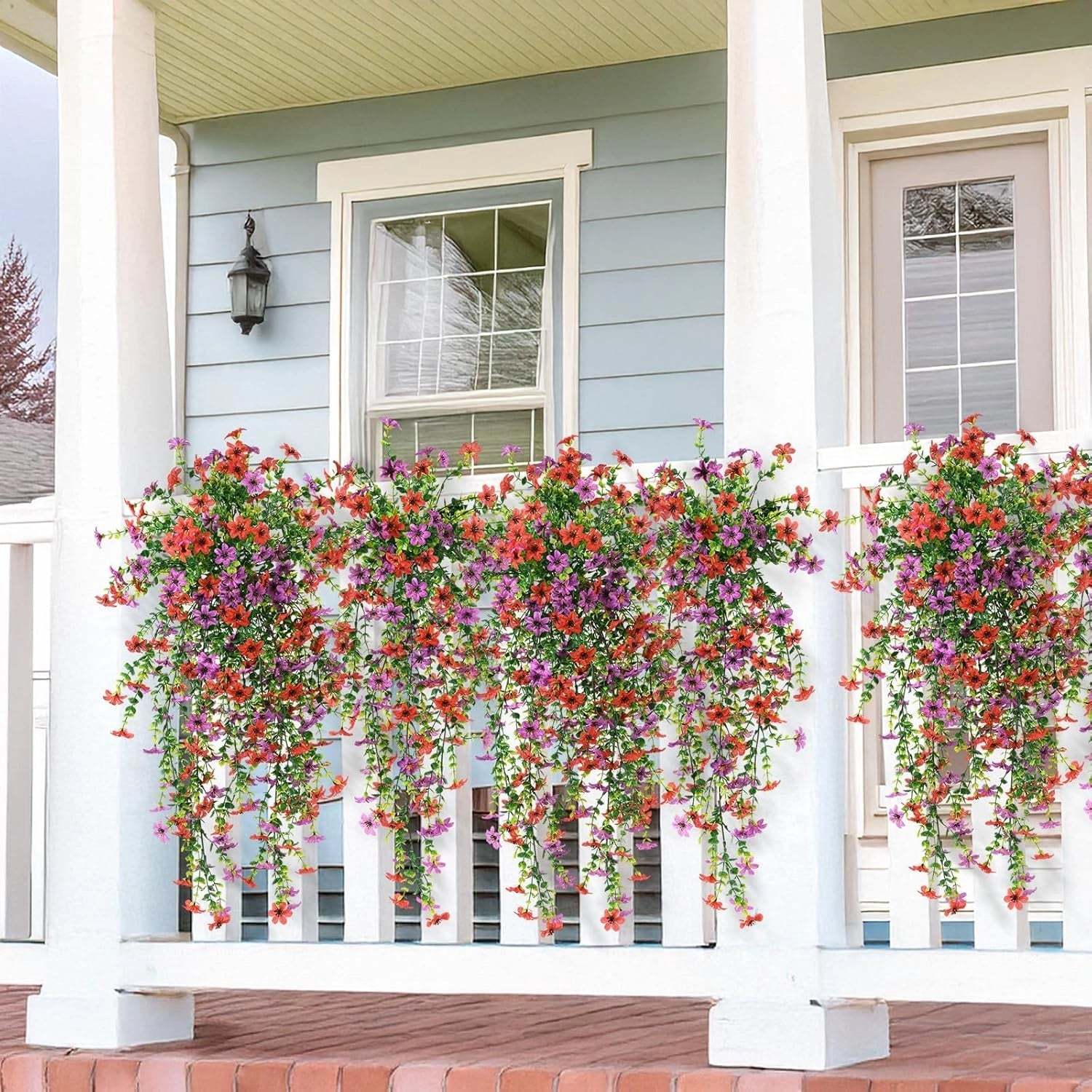 Outdoor cascading daisy and eucalyptus flowers – UV-resistant