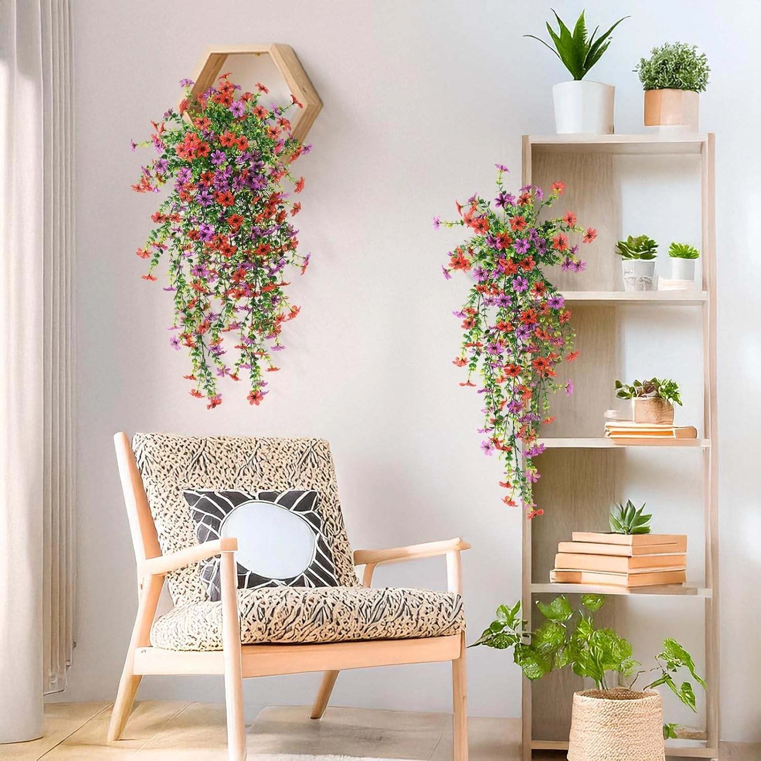 Outdoor cascading daisy and eucalyptus flowers – UV-resistant