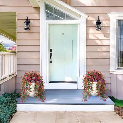 Outdoor cascading daisy and eucalyptus flowers – UV-resistant