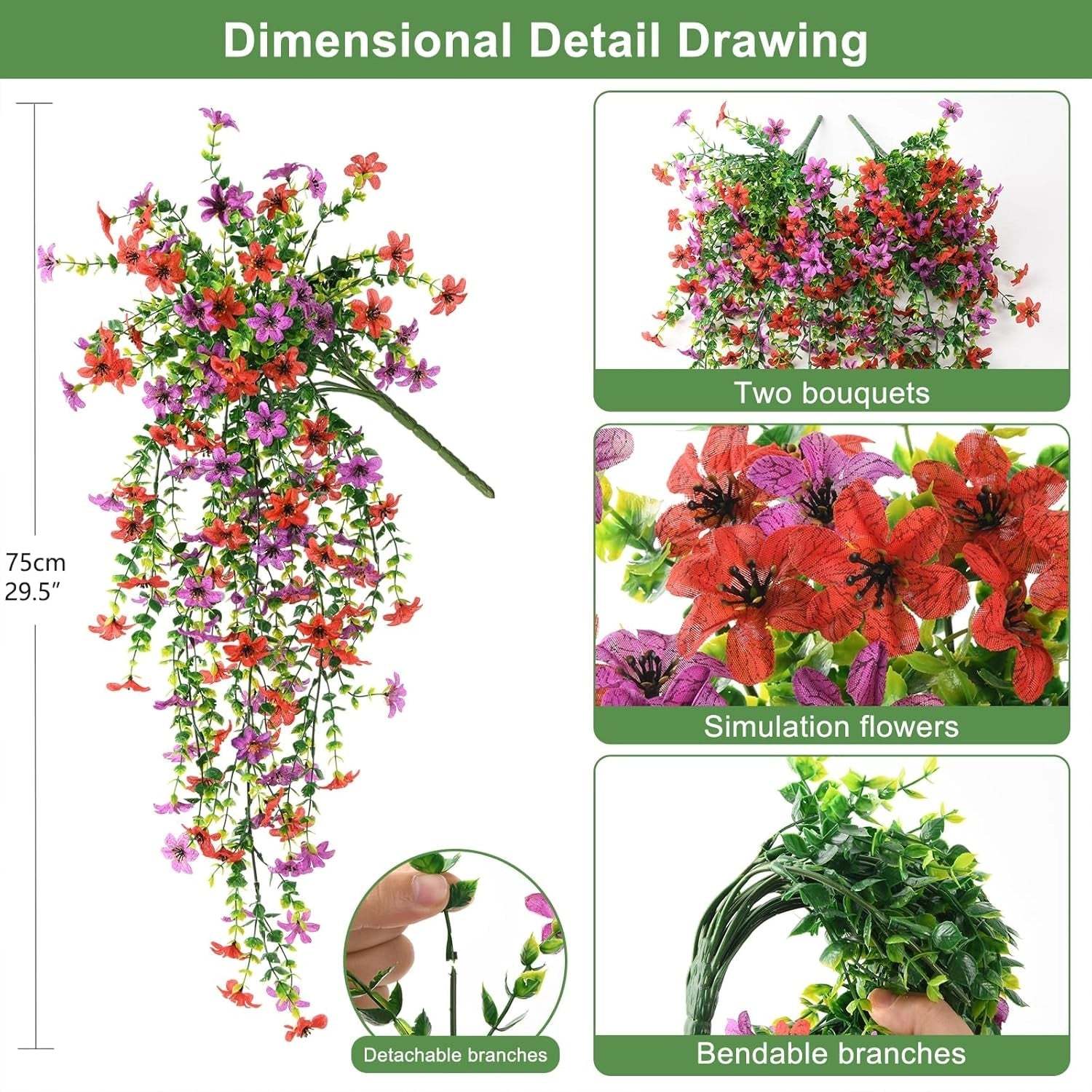 Outdoor cascading daisy and eucalyptus flowers – UV-resistant