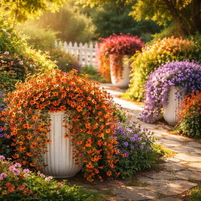 Outdoor cascading daisy and eucalyptus flowers – UV-resistant