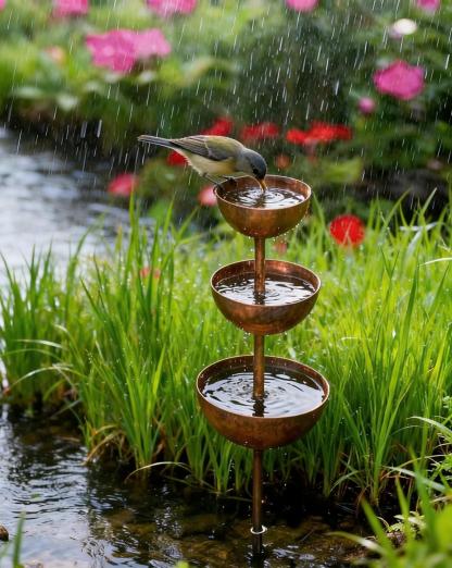 🌧️ Rain Catcher - Plant Support🐦 Metal Garden Ornament