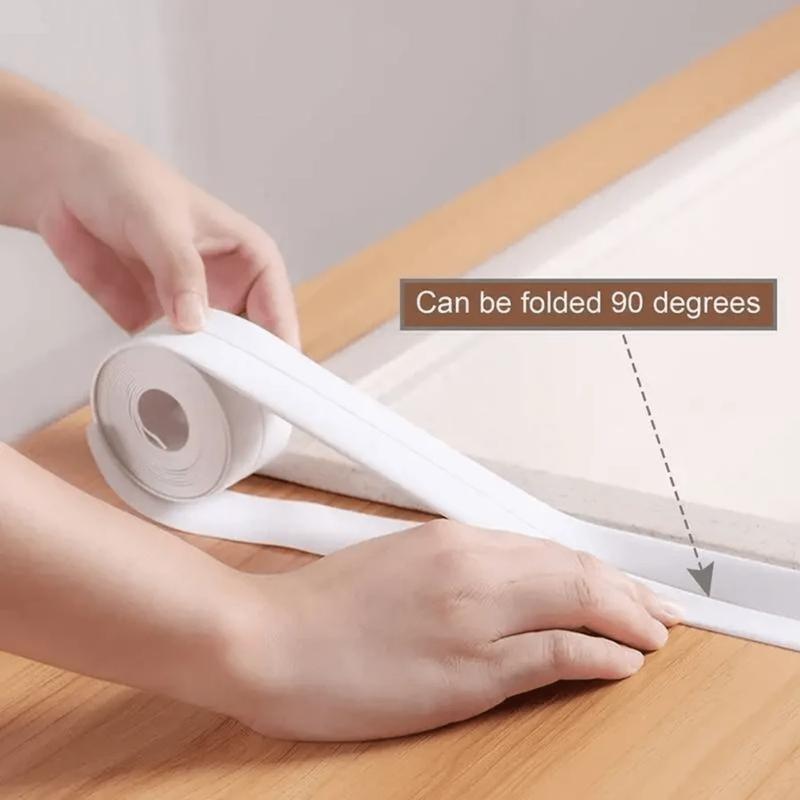 White Waterproof Caulk Tape 3.2m Self-Adhesive Sealing Tape for Bathroom Kitchen Sink Toilet Tub Edges Easy Application & Durability