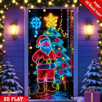 Fluorescent Christmas Door Cover Party Banner
