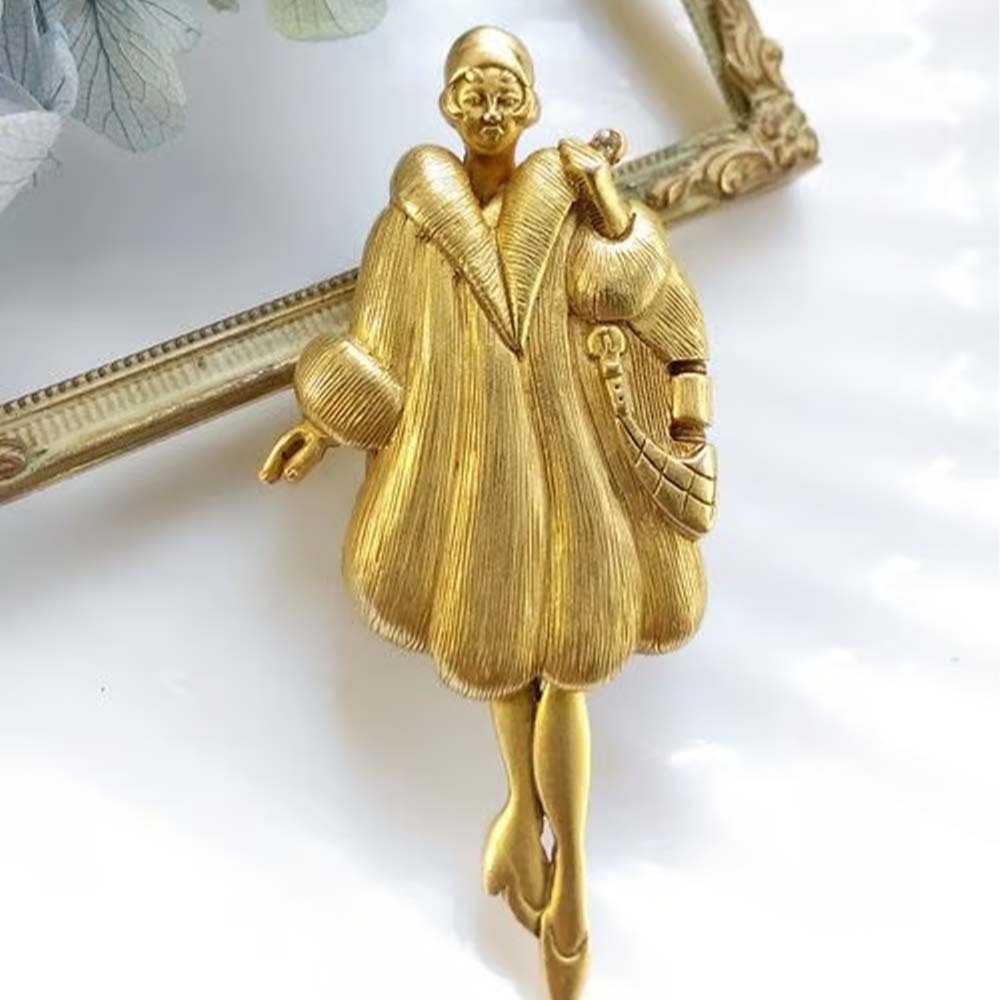 🔥Hot Sale SALE - 💃✨Vintage 1920s Flapper Girl Movable Figural Brooch