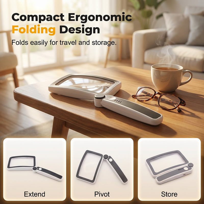 🔥Folding Handheld Magnifying Glass with Light for Reading