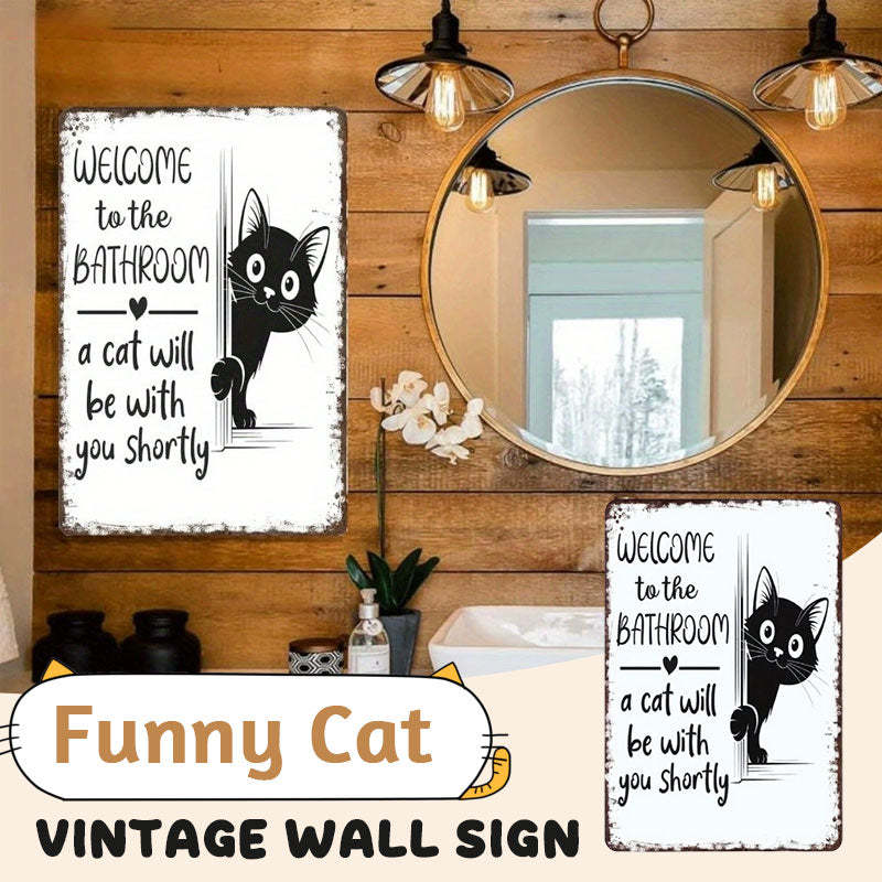 Funny Cat Vintage Wall Sign