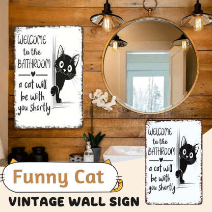 Funny Cat Vintage Wall Sign