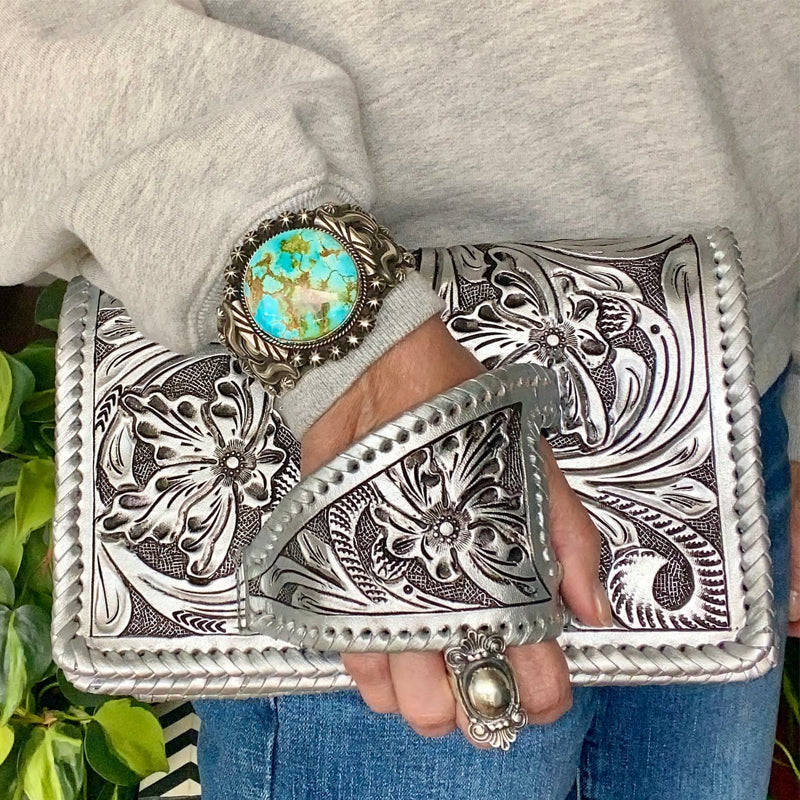 "Silver Flower Dance" Western-Style Clutch