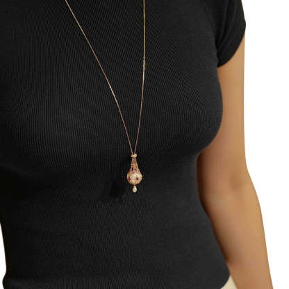 14.0-15.0 mm Freshwater Pearl & Blue Gemstone Lavalier Pendan