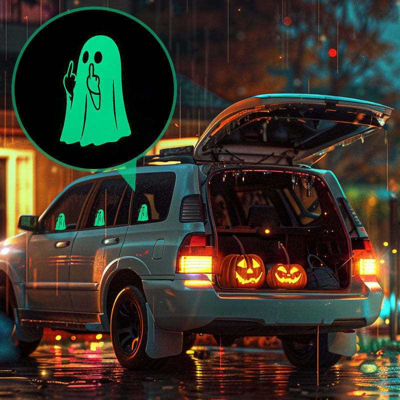 👻 Glowing Ghost Middle Finger Sticker — Light Up the Night with a Little Attitude