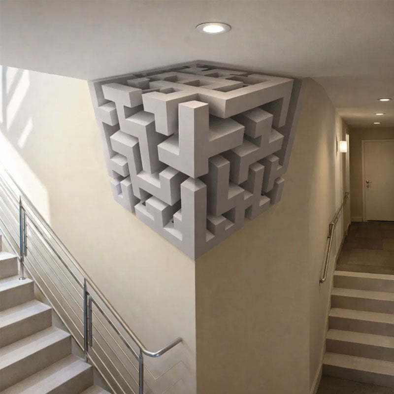 🧩 Modern Geometric Corner Wall Sculpture