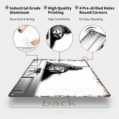 🐄 The Cheeky Visitor: Vintage Highland Cow Sign