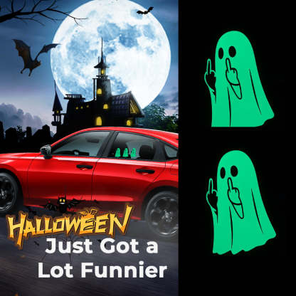 👻 Glowing Ghost Middle Finger Sticker — Light Up the Night with a Little Attitude