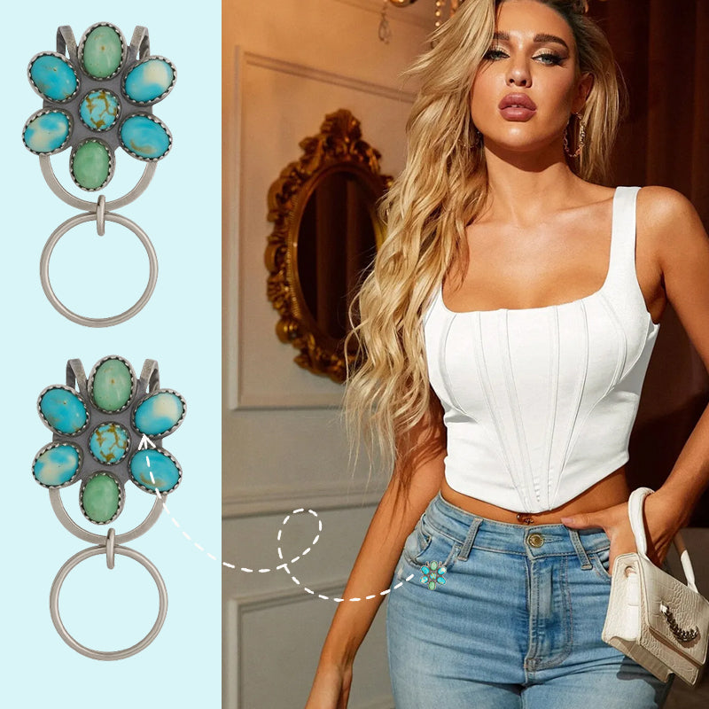 🌼 Turquoise Bloom Bag Clip Key Holder – Find Your Keys with Flair