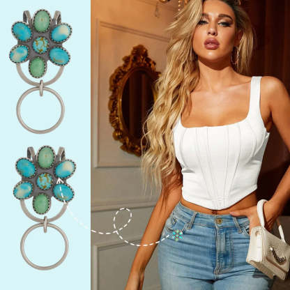 🌼 Turquoise Bloom Bag Clip Key Holder – Find Your Keys with Flair
