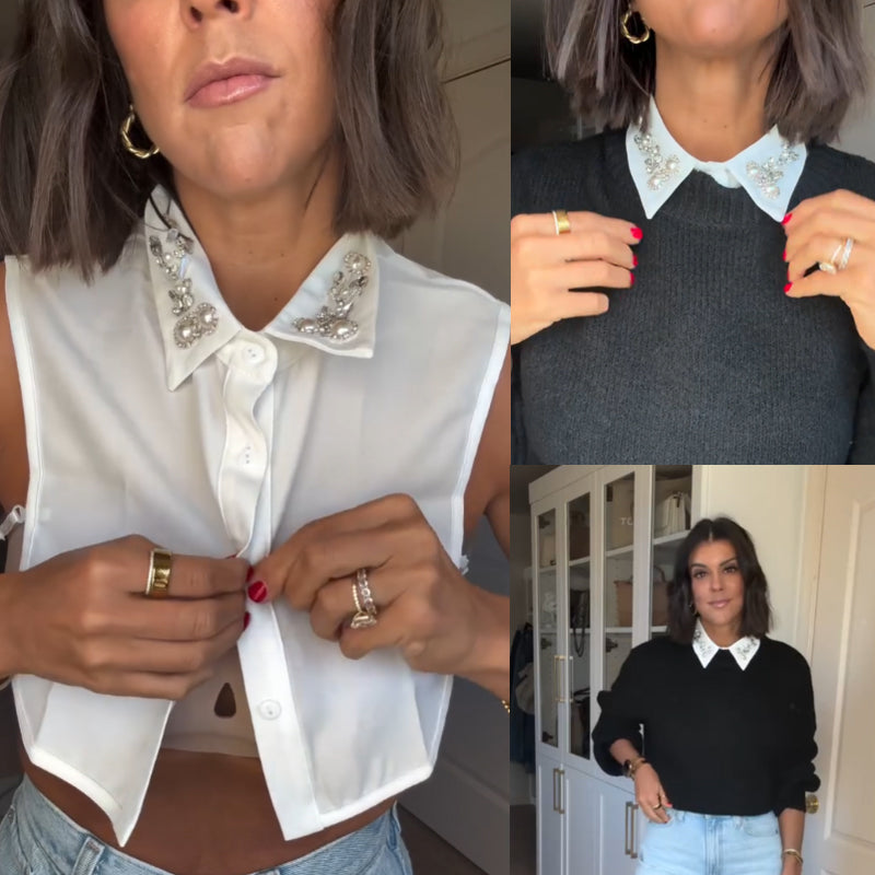 Diamond And Pearl Fake Collar