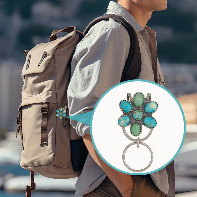 🌼 Turquoise Bloom Bag Clip Key Holder – Find Your Keys with Flair