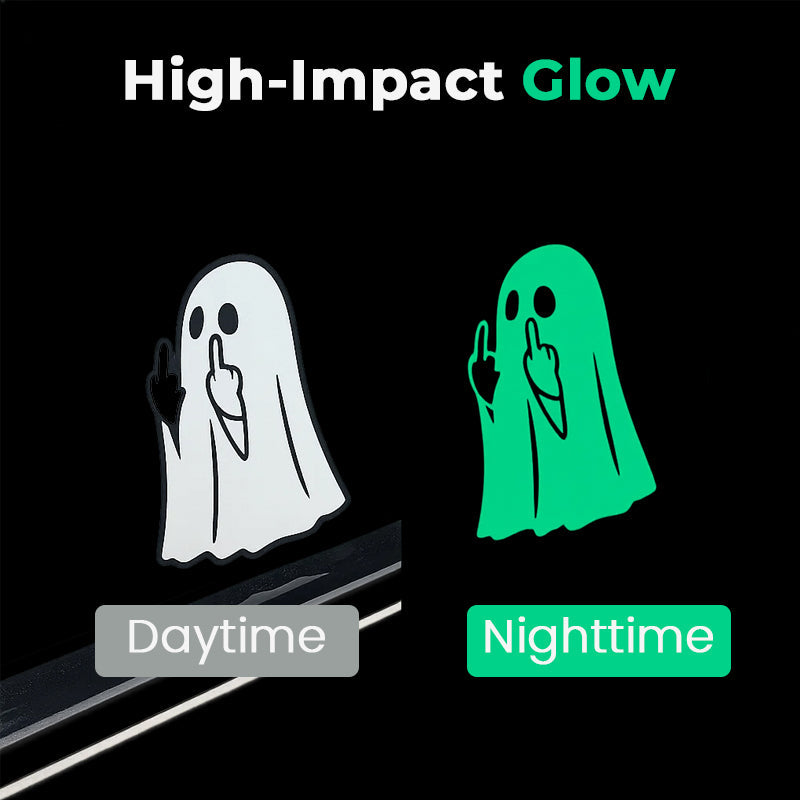 👻 Glowing Ghost Middle Finger Sticker — Light Up the Night with a Little Attitude