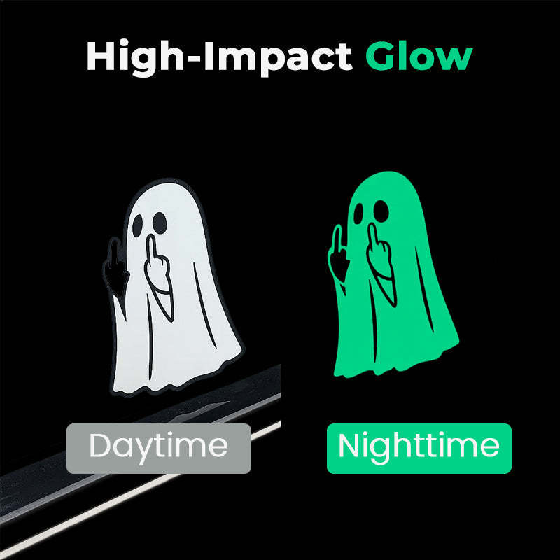 👻 Glowing Ghost Middle Finger Sticker — Light Up the Night with a Little Attitude