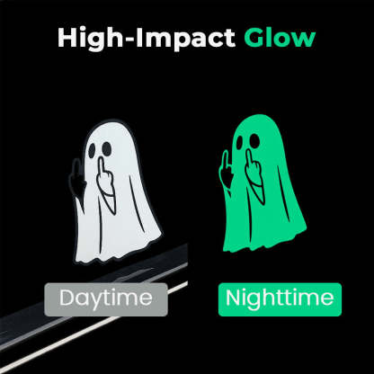 👻 Glowing Ghost Middle Finger Sticker — Light Up the Night with a Little Attitude