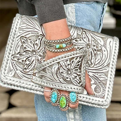 "Silver Flower Dance" Western-Style Clutch
