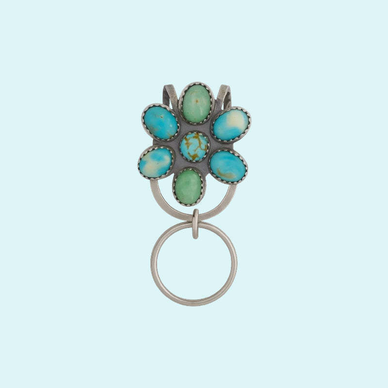 🌼 Turquoise Bloom Bag Clip Key Holder – Find Your Keys with Flair