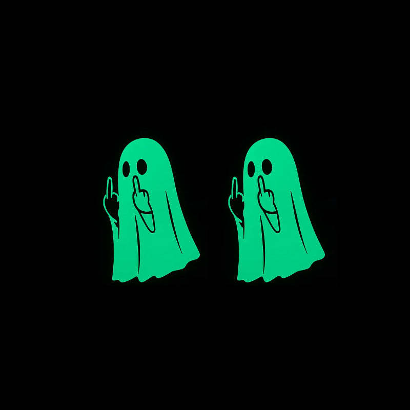 👻 Glowing Ghost Middle Finger Sticker — Light Up the Night with a Little Attitude