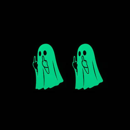 👻 Glowing Ghost Middle Finger Sticker — Light Up the Night with a Little Attitude