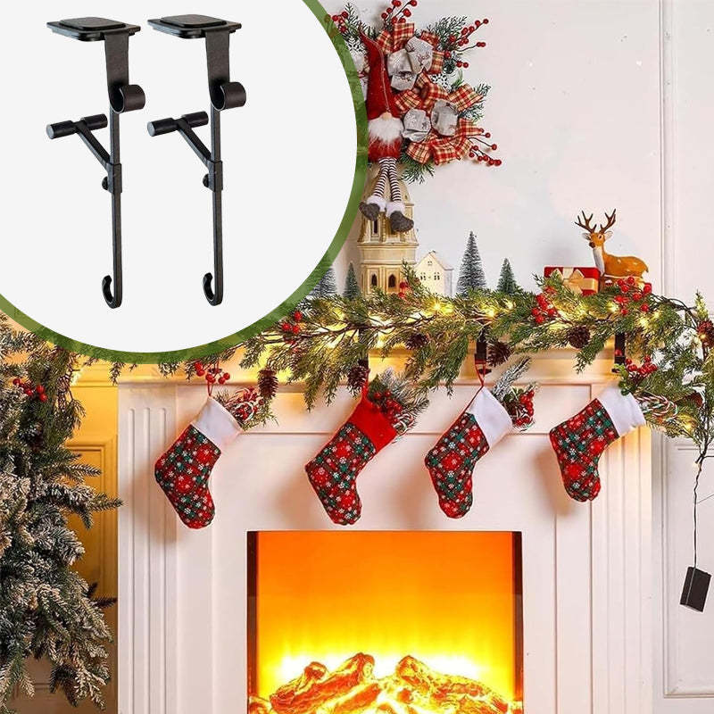 🎄 2-in-1 Fireplace Stocking & Garland Hanger – No Drill, No Mess