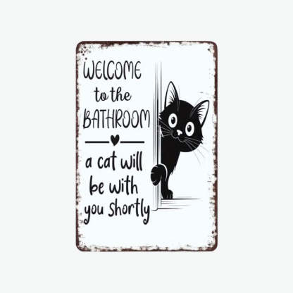 Funny Cat Vintage Wall Sign