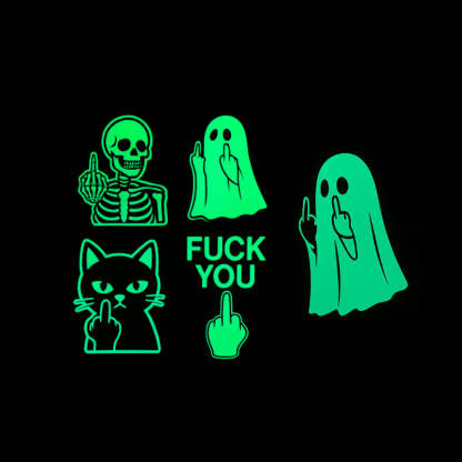👻 Glowing Ghost Middle Finger Sticker — Light Up the Night with a Little Attitude