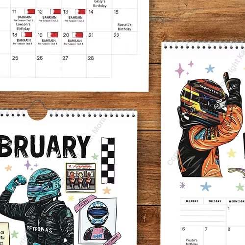 🏎️📅F1 Scrapbook Race Calendar 2026 — The ultimate wall calendar for racing fans