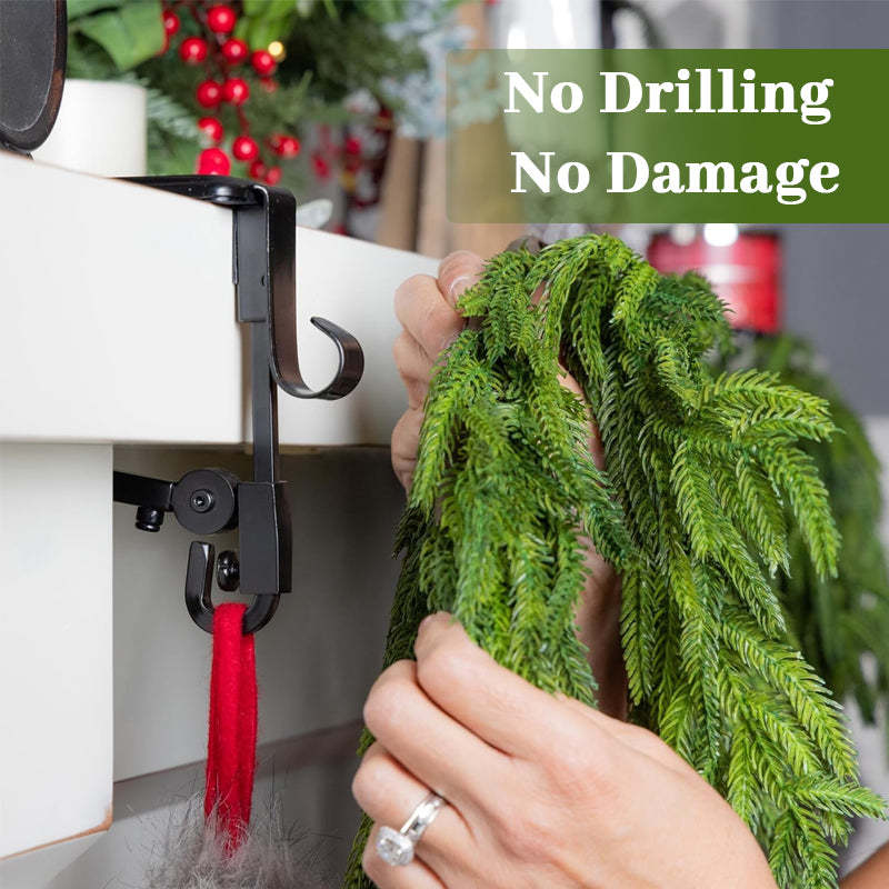 🎄 2-in-1 Fireplace Stocking & Garland Hanger – No Drill, No Mess