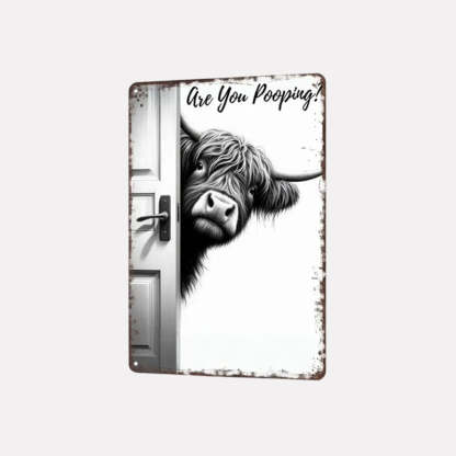 🐄 The Cheeky Visitor: Vintage Highland Cow Sign