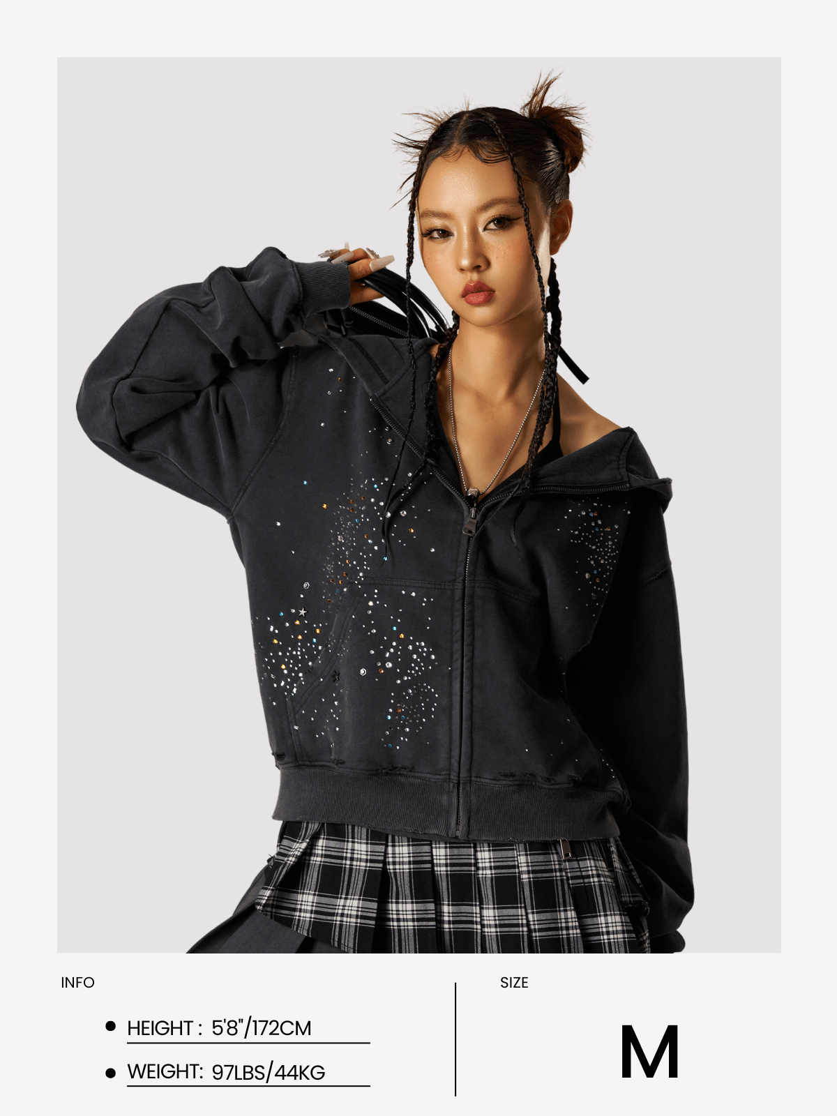 Aelfric Eden Rhinestone Zip Up Hoodie