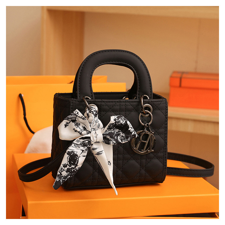 2025 New Luxury Lady D Bag - Quilted Crossbody with Silk Scarf, Elegant Work & Casual Handbag
