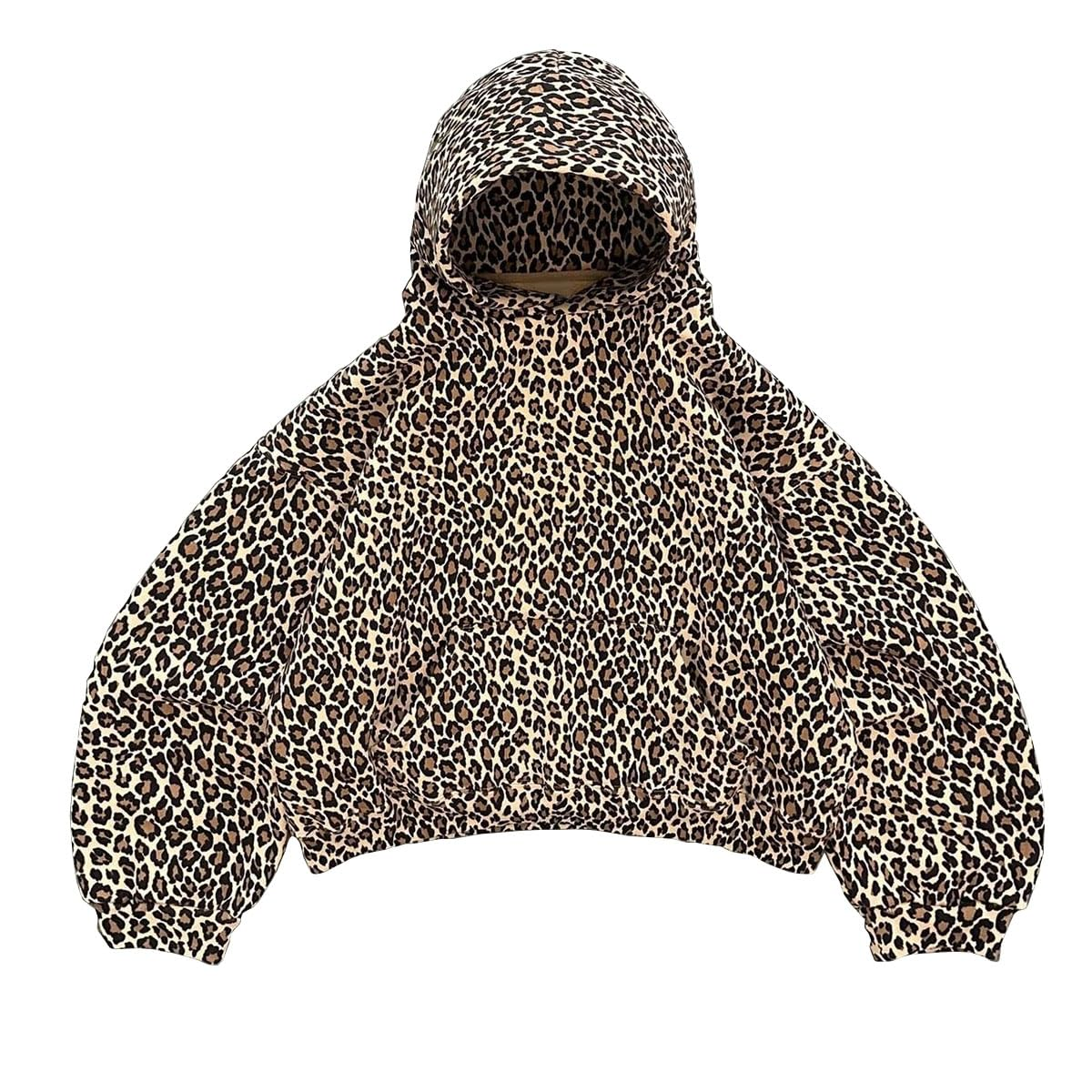 Bluza retro z kapturem leopardowa | Oversize, podkreślająca sylwetkę | Uniwersalna, do codziennego streetwearu