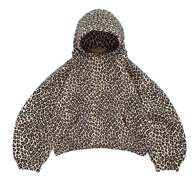 Bluza retro z kapturem leopardowa | Oversize, podkreślająca sylwetkę | Uniwersalna, do codziennego streetwearu