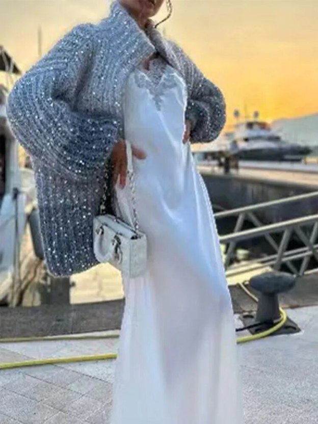 Pulover Moale Paillete Zilnic