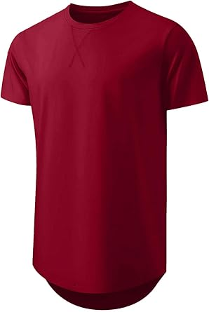 🔥Men's 12-Pack Cotton Hipster Hip Hop Longline Crewneck T-Shirt