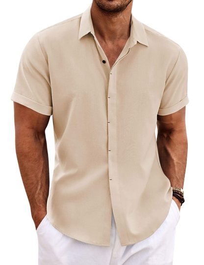 Men's Linen Shirt Short Sleeve Casual Shirt