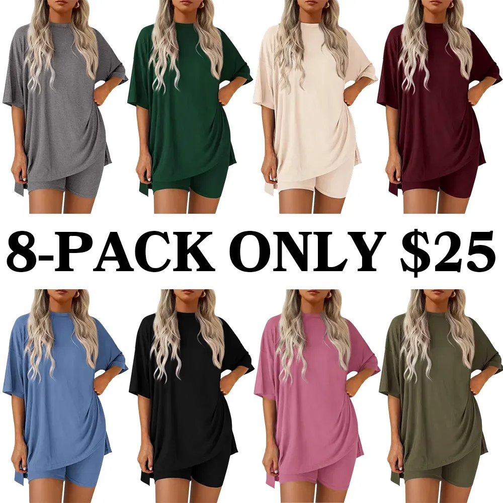 Women Summer Casual Oversized Shirts & Side Pocket Shorts