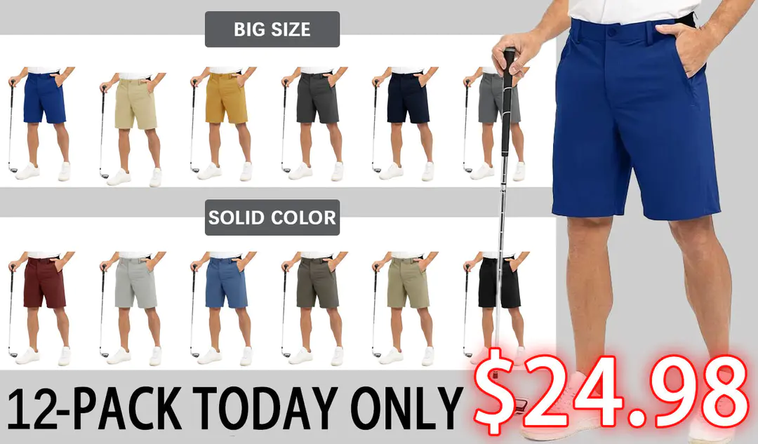 Men's Golf Work Shorts Stretch Waistband Dry Fit