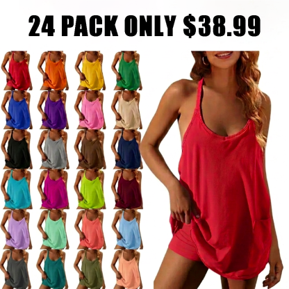 ⏰Time's Almost Up – Last Day ! Women's Summer Sleeveless V Neck Short Dress Spaghetti Straps with Pockets