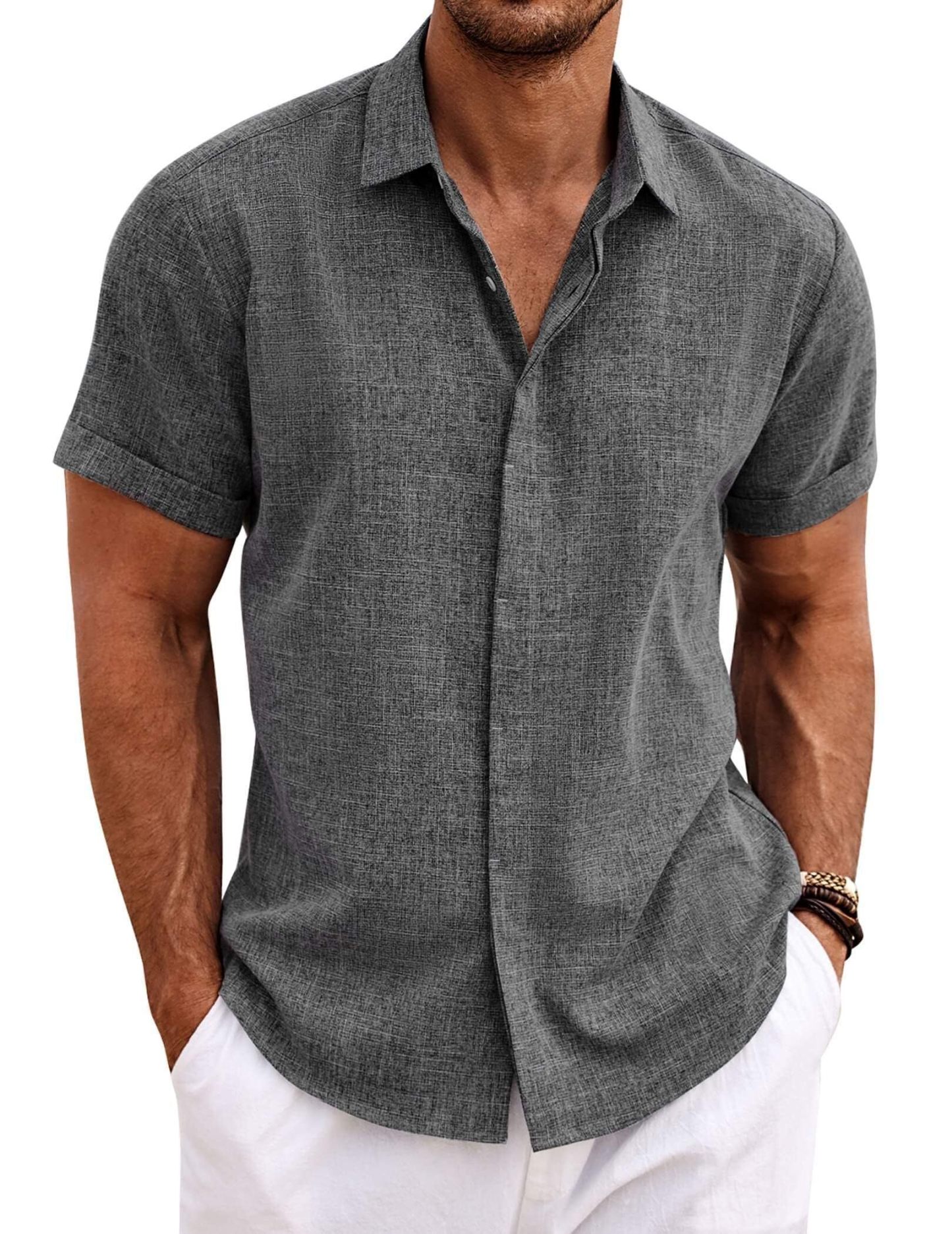 Men's Linen Shirt Short Sleeve Casual Shirt