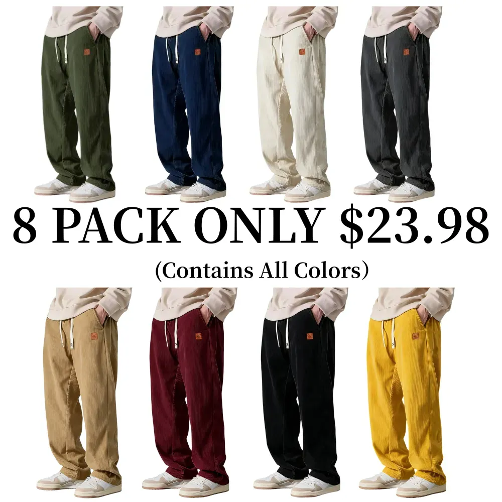 ⚡Men's Corduroy Straight-Leg Sweatpants Autumn New Arrival Loose Fit Wide-Leg Casual Pants⚡