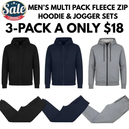 Men's Multi Pack Fleece Zip Hoodie & Jogger Sets