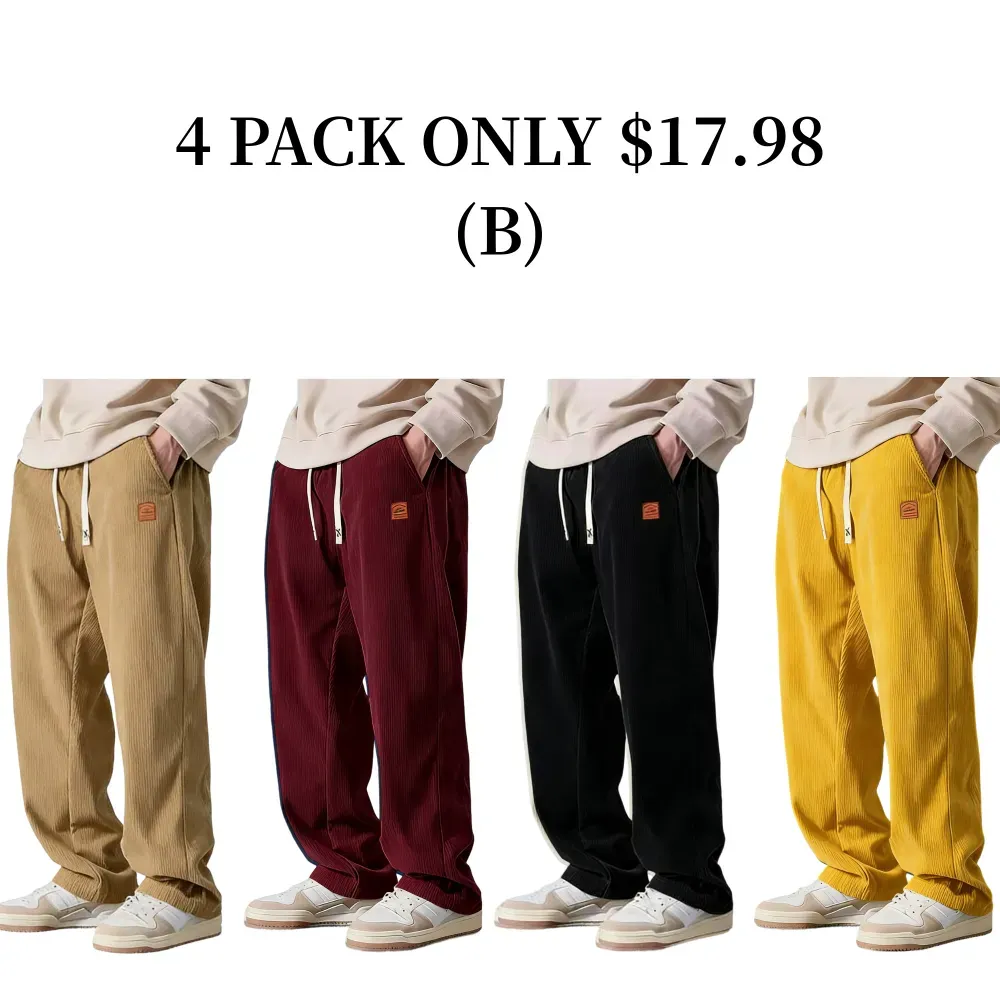 ⚡Men's Corduroy Straight-Leg Sweatpants Autumn New Arrival Loose Fit Wide-Leg Casual Pants⚡